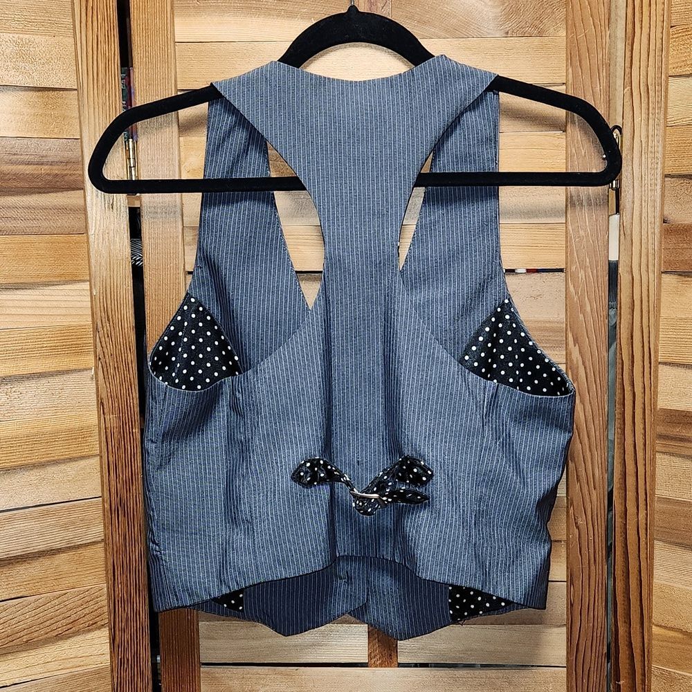 Star City Grey Striped Vest Kids Size M Polyester Rayon - Picture 2 of 8